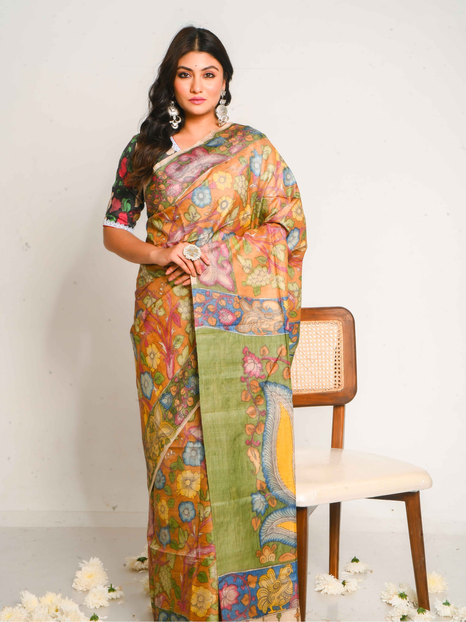 BSHP48 - Tussar Kalamkari Saree in Shades of Brown